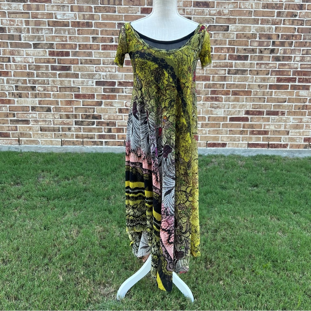 🩷 NOT FOR SALE 🩷 Fuzzi Multicolor Short Sleeve Long Maxi Mesh Dress